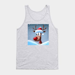 Cute Christmas reindeer in the winter scenery. Tank Top